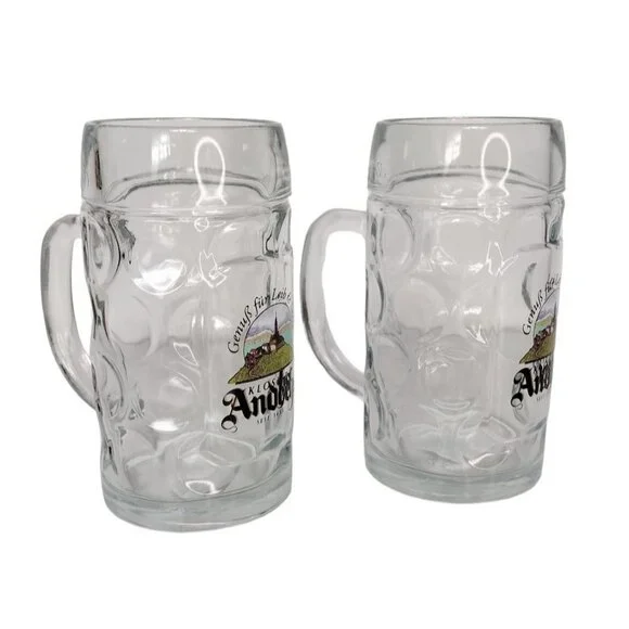 Ｇｌｕｈｅｎ～Ｄａｓ　Ｅｗｉｇｅ　Ｄａｓｅｉｎ Vintage Andechs Heavy Glass German Stein Mug Genub Fur Leib